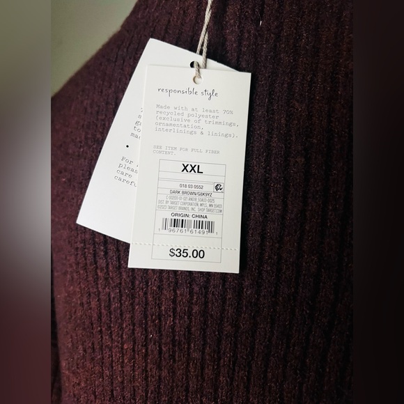 Women's Long Sleeve Sweater Dress - A New Day XXL dark brown - Picture 6 of 7